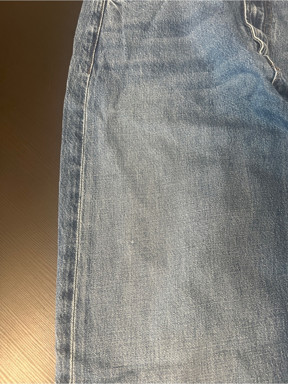 Mother Snacks! Funnel Heel Cuff Jeans Delicious Memories Blue Size 28 Wide Leg - Picture 14 of 15